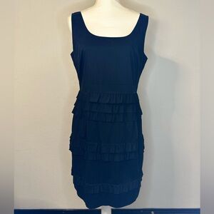 Tahari Black Ruffle Cotton Cocktail Dress Size 12
